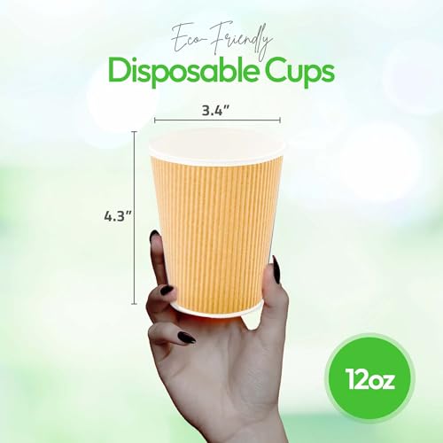 Ripple Wall Coffee Cup 500 Count 12 Ounce Insulated Hot Beverage Cup Disposable Non