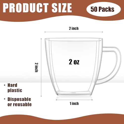 50 Pcs Mini Disposable Tea Cups with Handle (50 Count)