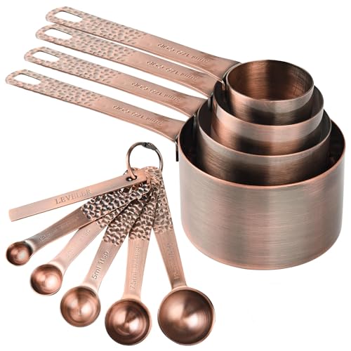 Copper Measuring Cups and Spoons Set