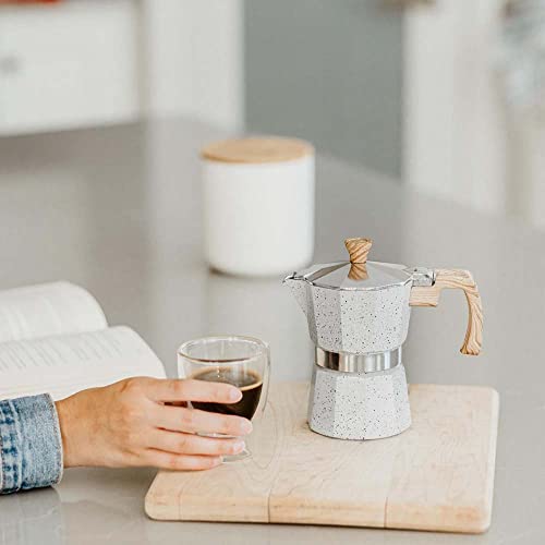 Milano Stovetop Espresso Maker Moka Pot 9 espresso Cup 15.2 oz Grey