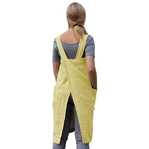 Women's Pinafore Square Apron Baking Cooking Gardening Works Cross Back Cotton