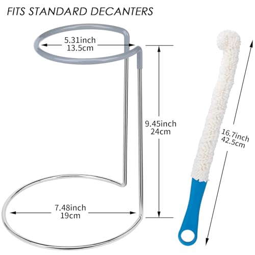Wine Decanter Drying Stand with Rubber Coated Top to Prevent Scratches