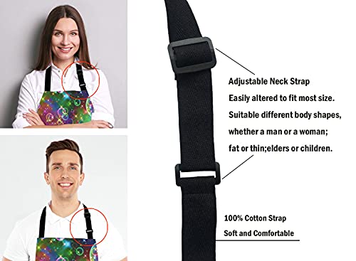 Beautiful Rainbow Bubbles Bib Apron with Adjustable Neck for Men Women