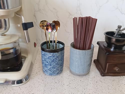 Stoneware Coffee Bar Utensil Holder Tea & Coffee Spoon & Stirrer Holder for Stir Stick Straw Teaspoon Holder Espresso Spoon Cup Small Utensil Jar