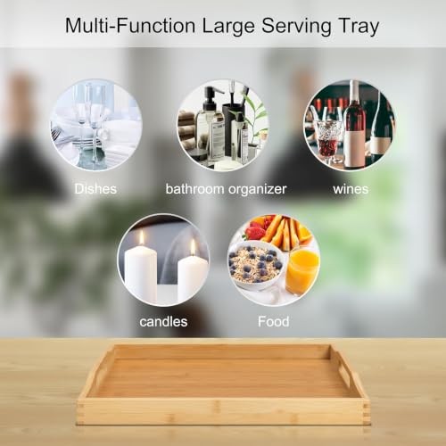Bamboo Food Serving Tray with Handles