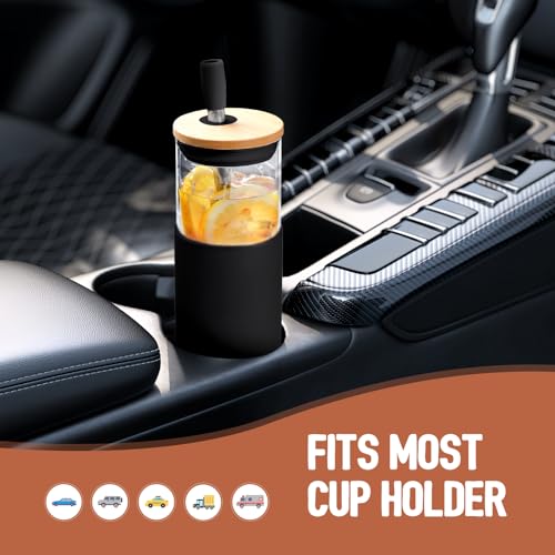 24oz Glass Tumbler with Lids and Straws