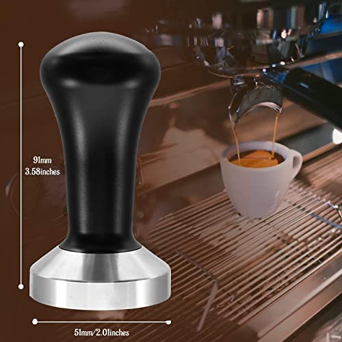 51mm Coffee Hand Tamper 304 Stainless Steel Base Professional Espresso Press for Portafilter Coffee Machine Barista Tool