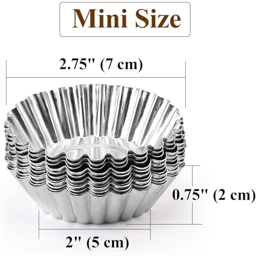 50 Pieces Aluminum Egg Tart Mold Small Tart Pie Tin Mini Cupcake Cake Muffin Cookie Mold Baking Cups (50 Count)