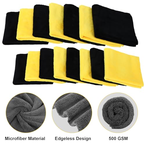 30 Pcs 16 x 16 Inch Edgeless Microfiber Plush Towels for Cars Detailing Drying Wash Polishing Absorbent Cleaning Cloths (30 Count)