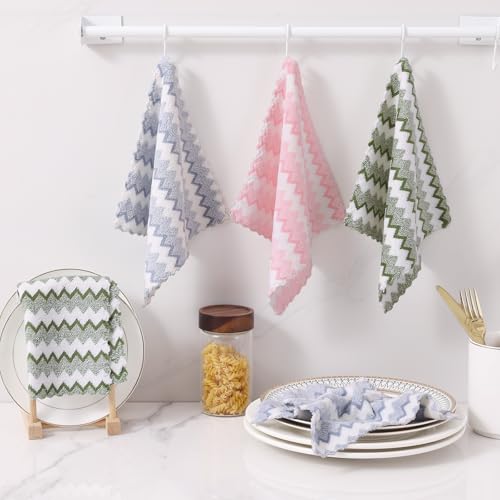 12 Pack Double Waves Coral Velvet Dish Cloths (12 Count)
