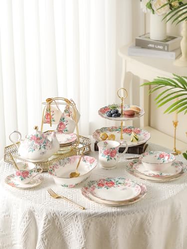 15 Piece British Bone China Tea Cup Sets (15 Count)