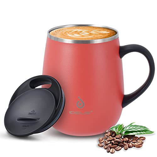 16 oz Insulated Coffee Mug with Handle and Lid