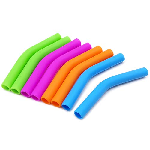 Food Grade Silicone Straw Elbows Tips Soft Reusable Metal Stainless Steel Straw Nozzles Only Fit for 5 (8 Count)
