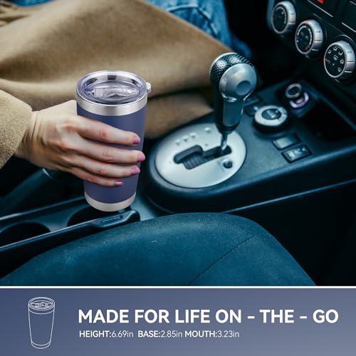 20 oz Tumbler Stainless Steel Tumblers Bulk with Lid Double Wall Insulated Coffee Tumbler Cups for Hot & Cold Drinks Powder Coated Travel Coffee Tumbler Mug Metal (6 Count)