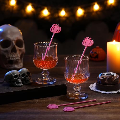 30 Pcs Halloween Swizzle Sticks Pink Pumpkin Fall Drink Stirrers