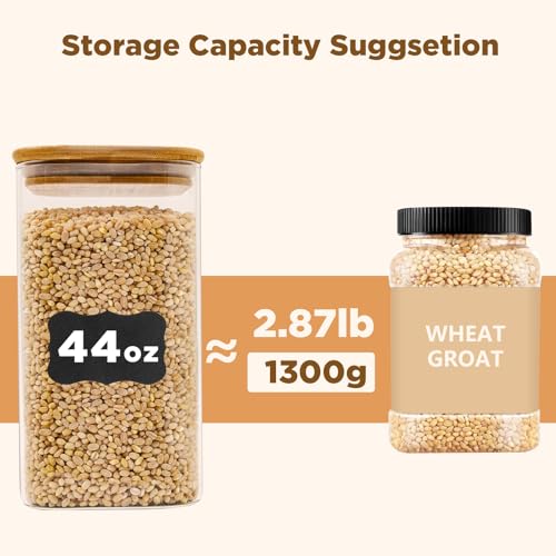 Glass Food Storage Jars Square 44oz (3 Count)