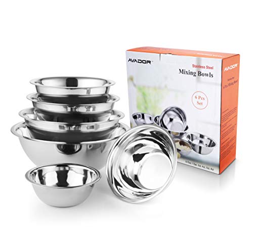 Set of 6 Premium Stainless Steel Mixing Bowls Set (5 Count)
