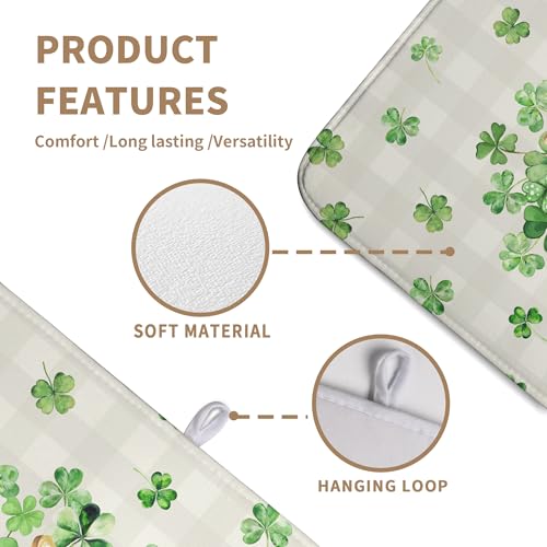 St Patricks Day Shamrock Dish Drying Mat Green Spring Kitchen Dishes Drying Pad Absorbent Dish Dryer Mats for Kitchen Countertops Microfiber Washable Large18x24 in