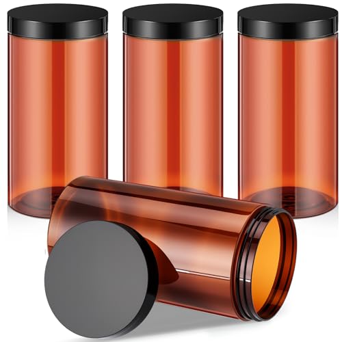 4 Pcs Plastic Jars Wide Mouth with Lids (4 Count)