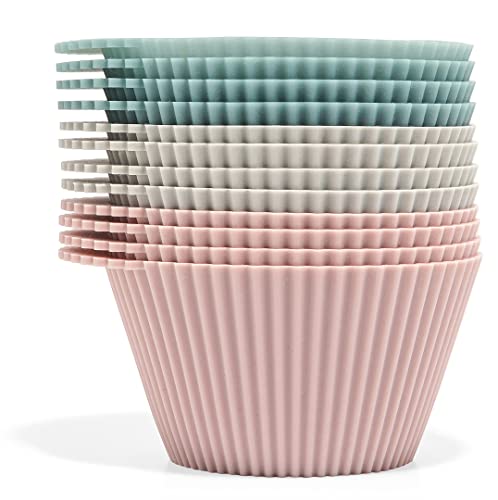 Reusable Silicone Baking Cups Silicone Muffin Liners for Cupcakes (12 Count)