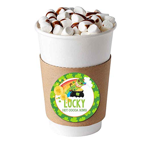 Lucky Leprechaun & Rainbow Themed Happy St. Patrick's Day Hot Cocoa Bomb Packaging Sticker Labels