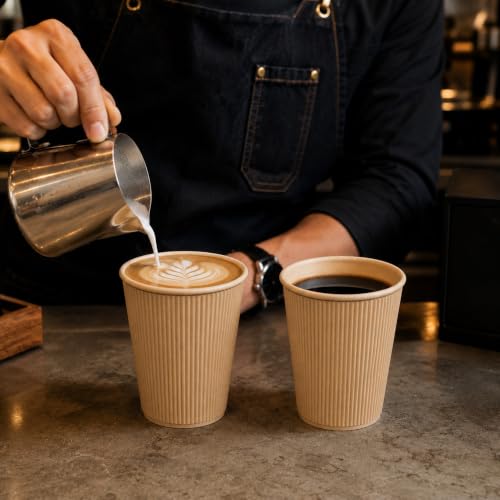 Ripple Wall Coffee Cup 500 Count 12 Ounce Insulated Hot Beverage Cup Disposable Non