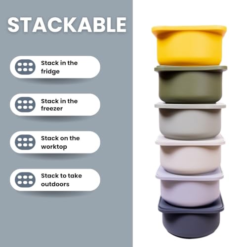 Pizza Dough Proofing Silicone Containers with Lids (6 Count)