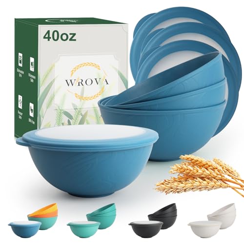 Wheat Straw Bowls with Lids Set of 4
