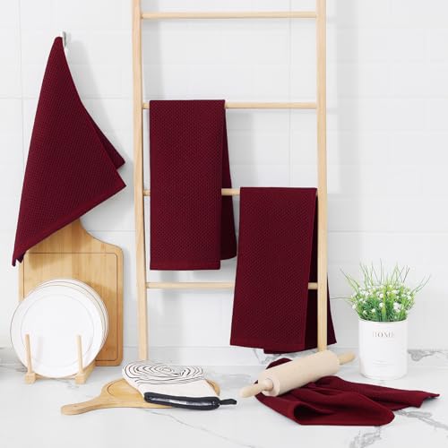 100% Cotton Waffle Weave Kitchen Dish Towels 4 (4 Count)