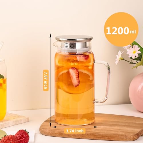 Set of 2 Glass Pitcher with Lid (2 Count)