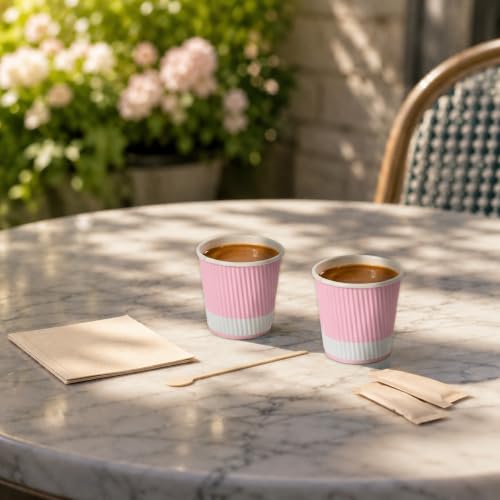 Ripple Wall Coffee Cups 25 Count 4 Ounce Insulated Light Pink Paper Cups