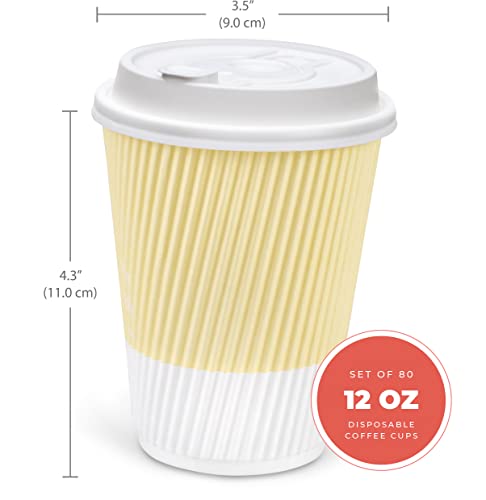 Disposable Coffee Cups With Lids (80 Count)