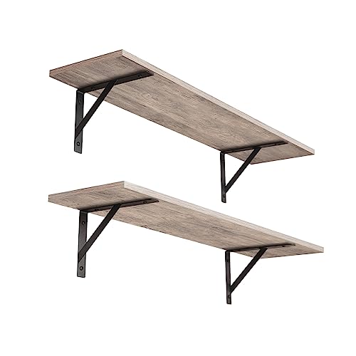Wall Shelves 23.6" Long Floating Shelves with Metal Brackets (2 Count)