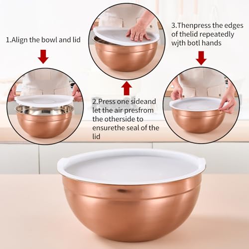 Rose Gold Mixing Bowls with Lids Set of 7