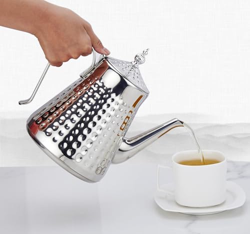 1.6L(54oz) Stainless Steel Hammer Patterned Teapot With Removeable Infuser,Loose leaf cover,Silver