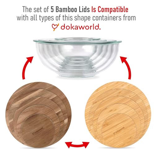 Glass Mixing Bowls Acacia Lids (5 Count)