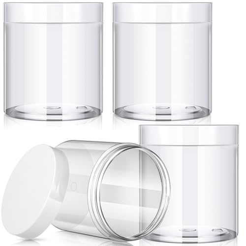 4 Pcs Plastic Jars Wide Mouth with Lids