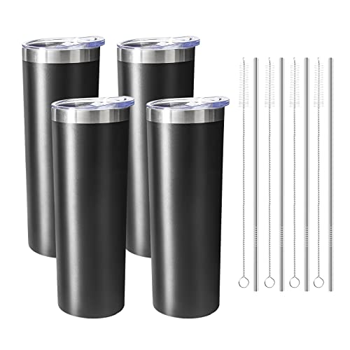 20 oz Skinny Tumblers with Lid and Straw (4 Count)