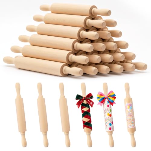 24 Pack 8 Inch Mini Wood Rolling Pin (24 Count)