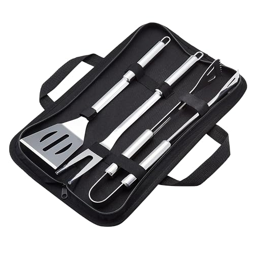 4 Piece Stainless Steel BBQ Grilling Tool Set with Carry Bag (4 Count)