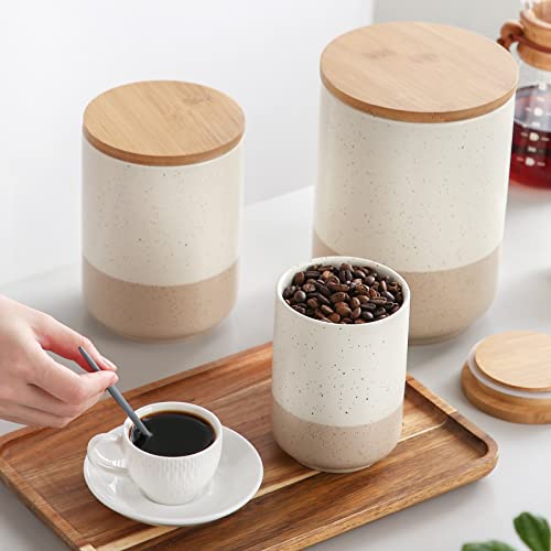 Sabine Small Ceramic Canister with Airtight Wood Lid