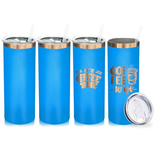 20 oz Skinny Tumblers Bulk with Lids and Straws Baby Blue (4 Count)
