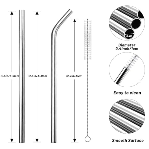 4 Pack 12.5 inchs Long Reusable Straws (4 Count)