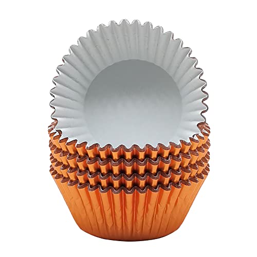 Standard Orange Foil Cupcake Liners Muffin Baking Cups for Party and More (100 Count)