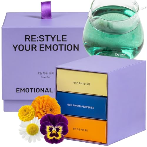 Korean Food Premium Flower Tea Gift Set Organic Caffeine (15 Count)