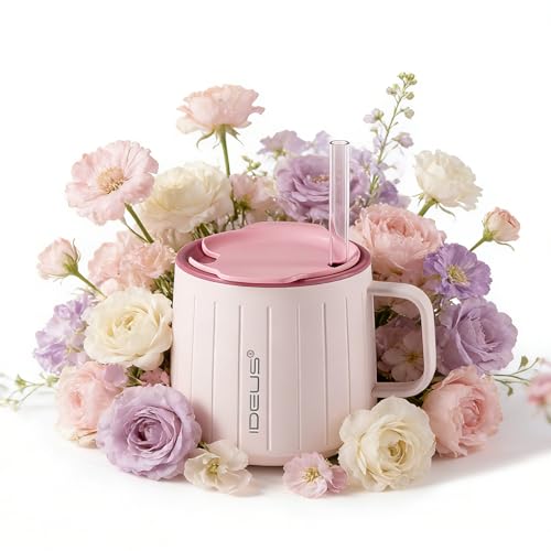 14 oz Insulated Coffee Mug with Lid and Straw