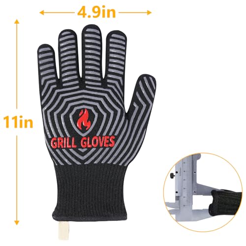 BBQ Gloves 1472°F Heat Resistant Grilling Gloves Silicone Non (2 Count)