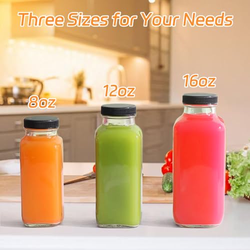 12 Pack 12oz Glass Drink Bottles with Lids