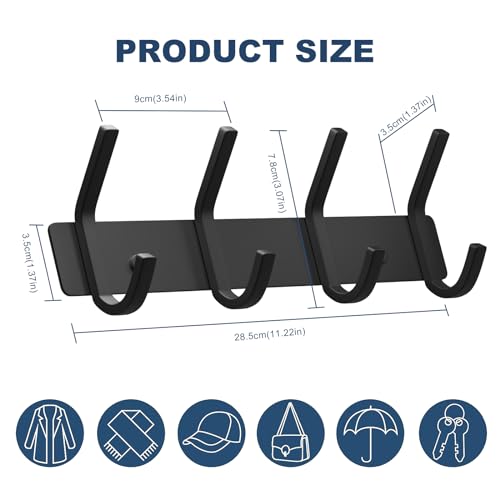 Wall Hooks Heavy Duty Aluminum Towel Hooks for Hanging Coat (2 Count)