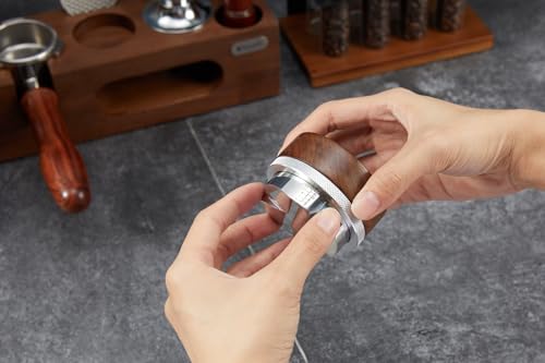 54mm distributor called Adjustable Depth espresso leveler Compatible with Breville Machine Accessories The coffee leveler Made of Stainless Steel and Walnut wood